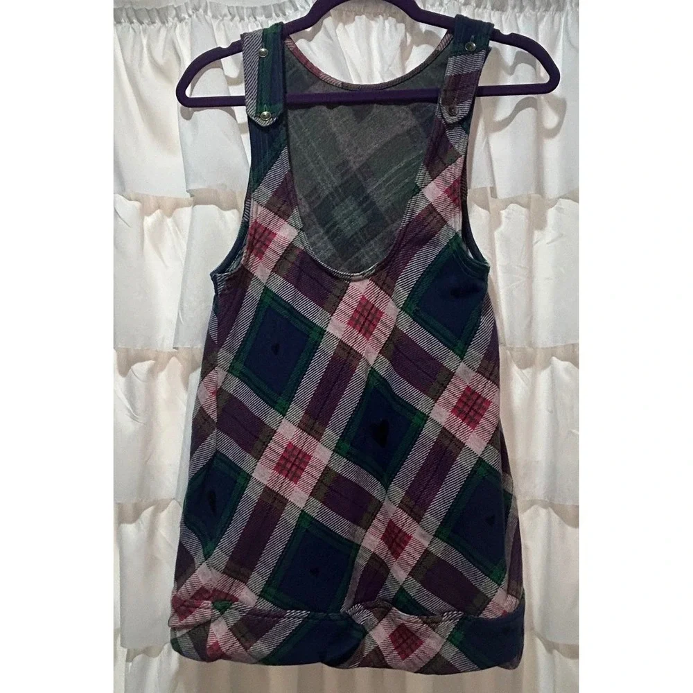 Free People Carven Plaid Mini Dress XS Hearts Pockets Preppy Academia Schoolgirl